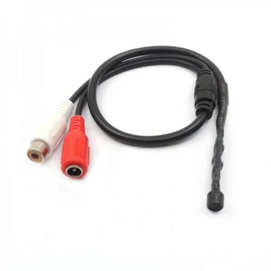 Микрофон активный с кабелем и разъемами для систем видеонаблюдения